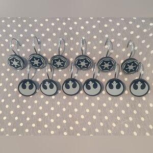 Set Of 12 Star Wars Themed Shower Curtain Hooks. Galactic Empire/Rebel Alliance